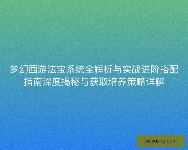 梦幻西游法宝系统全解析与实战进阶搭配指南深度揭秘与获取培养策略详解