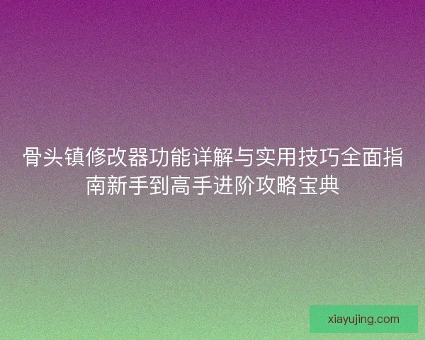 骨头镇修改器功能详解与实用技巧全面指南新手到高手进阶攻略宝典 骨头镇修改器功能详解与实用技巧全面指南新手到高手进阶攻略宝典