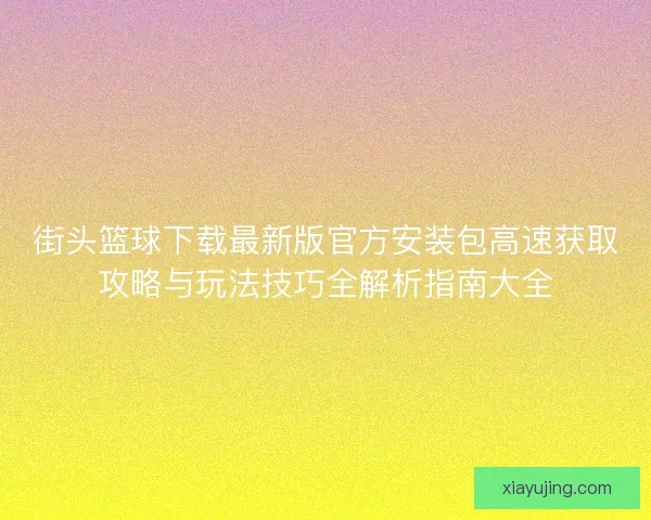 街头篮球下载最新版官方安装包高速获取攻略与玩法技巧全解析指南大全